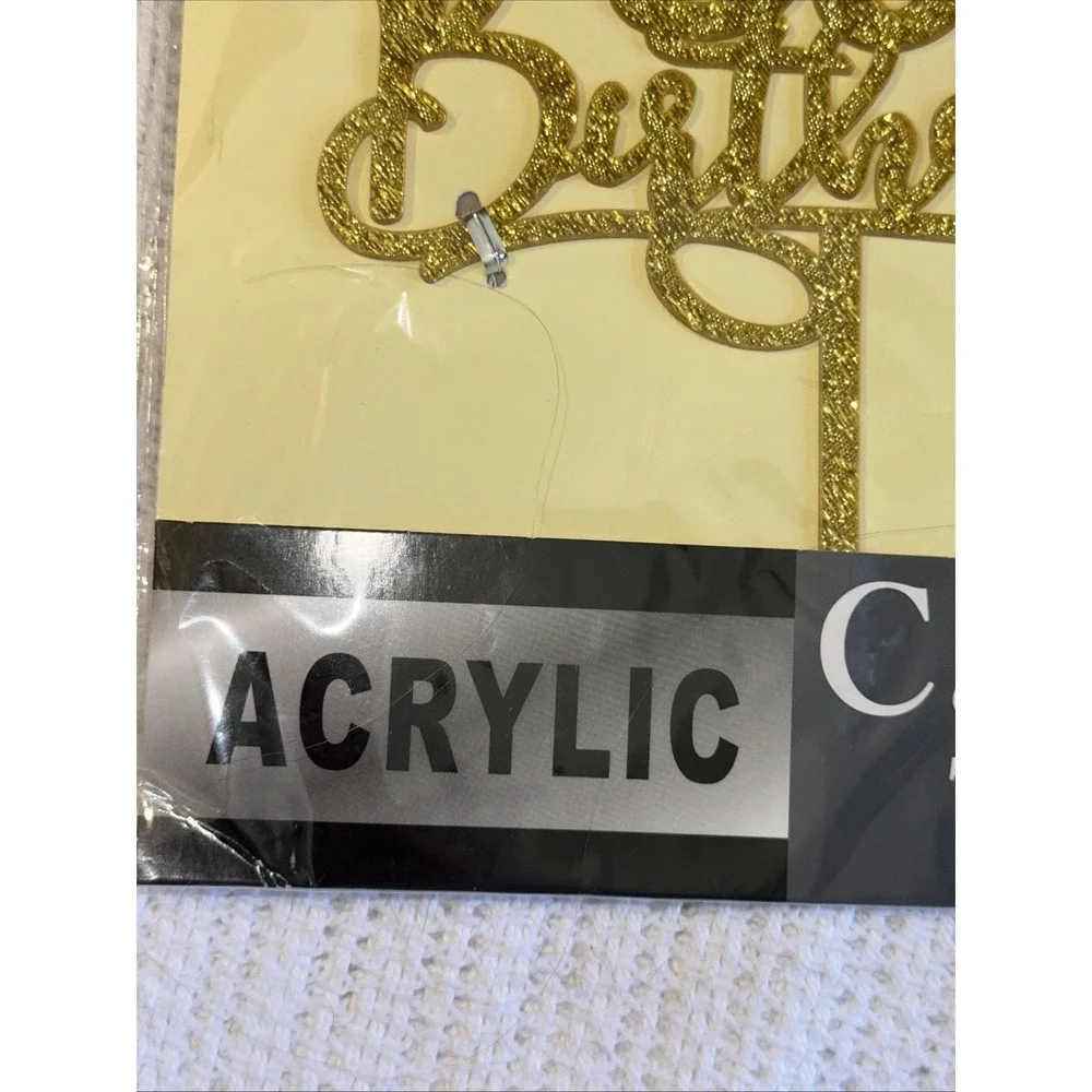 80th Birthday Cake Topper Double Side Glitter Gold Birthday Decorations NEW